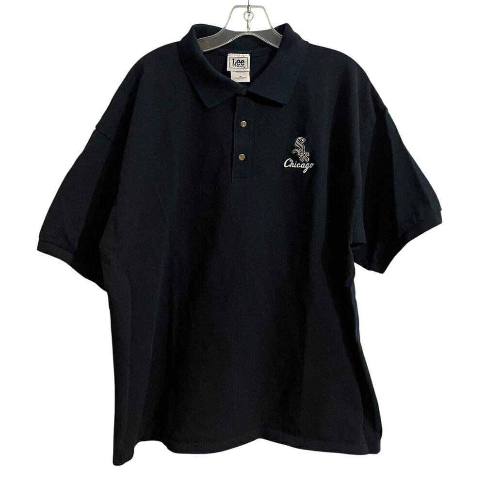 Lee Sport Shirt Men Sz XL Black Vintage Chicago White Sox Polo Golf Shirt Cott…
